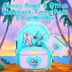 Disney Angel & Stitch 2-in-1 Mini Backpack & Fanny Pack & Cardholder Bundle NWT